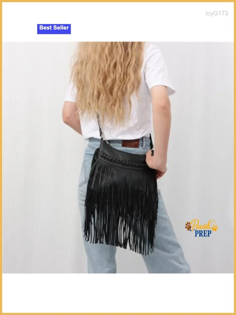Vegan Leather Fringe Tassel Hobo Crossbody Bag with Adjustable Strap